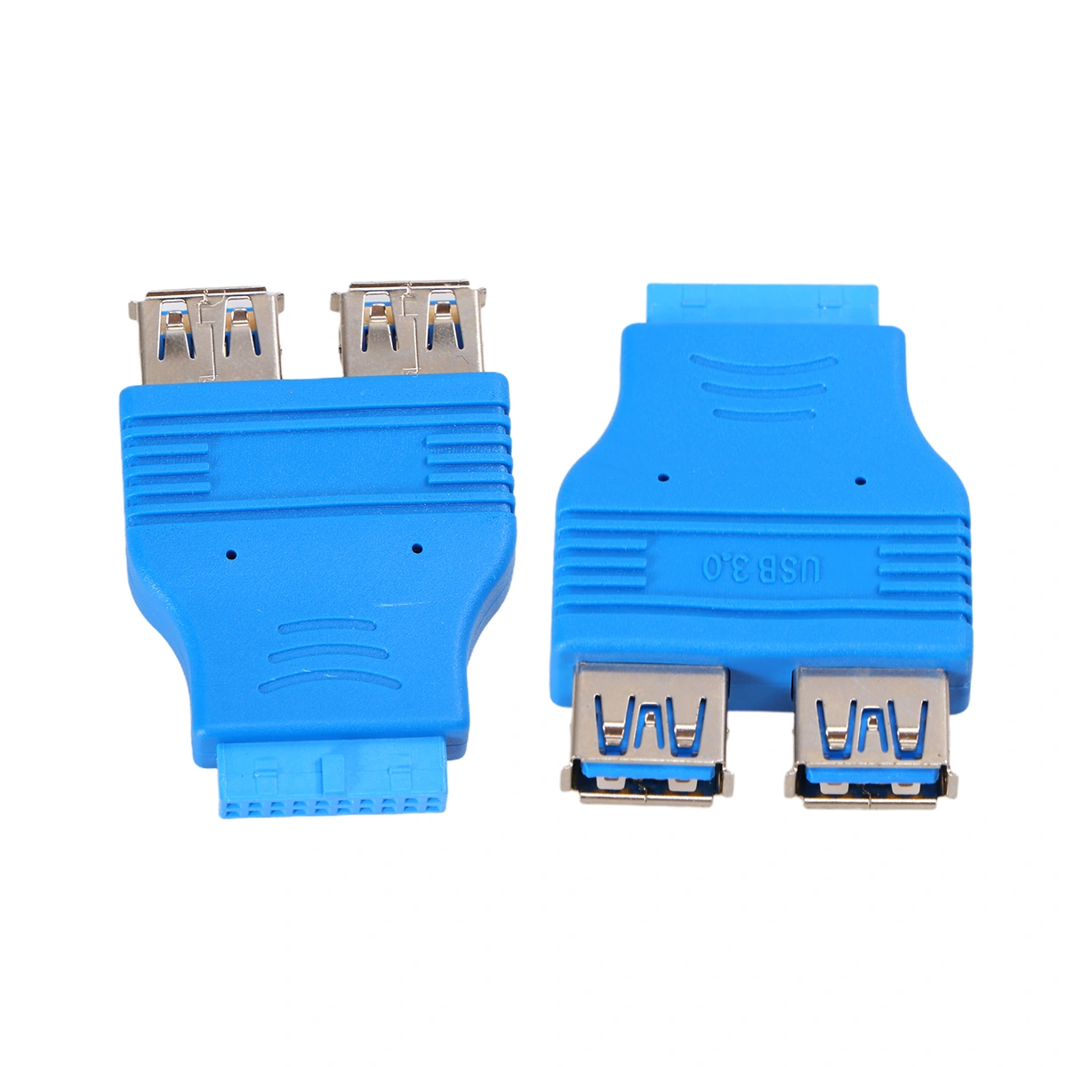 1Pc 20 pin Motherboard Header Female to Dual USB 3.0 Type A-Female Adapter Connector Blue