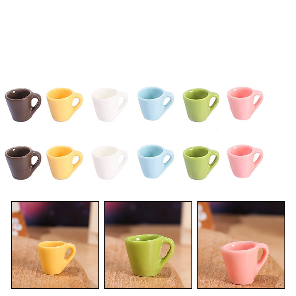 12Pcs Colored Mini House Cup Resin Ornaments Decorative Mini Cups with Handles