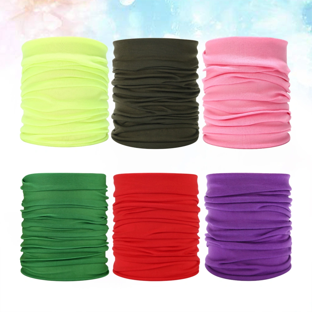 6pcs Sweatproof Headband Elastic Headwrap Face Mask Multifunctional Scarf for Yoga Sports Workout Fitness (Random Color)