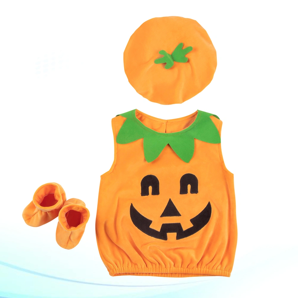 1 Set Halloween Kids Performance Costume Pumpkin Themed Photo Clothing Baby Coat Hat Socks Kit Infant Kids Outfits Fit for 90cm