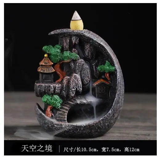 Backflow Incense Burner Resin Craft Aroma Censer Waterfall Incense Burner Tabletop Decor