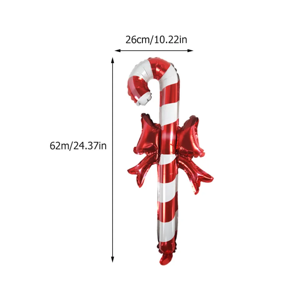 10PCS Xmas Inflatable Stick Cane Candy Balloon Handheld Xmas Elements Balloon