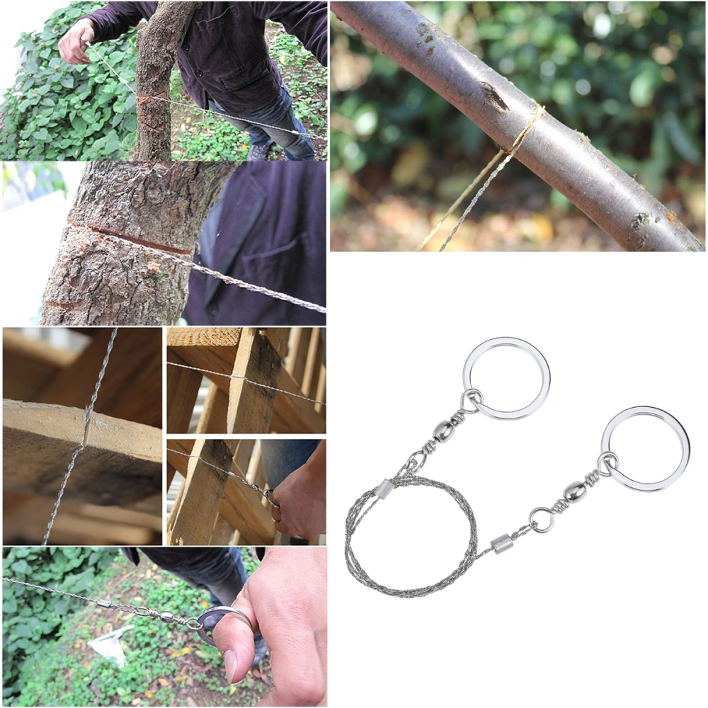 Mini Stainless Steel Wire for Survival Gear Camping Hunting Tree Cutting Emergency Kit Tool Chain (Silver)