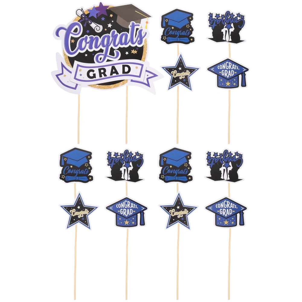 13 Pcs Graduation Cake Picks Muffin Cake Paper Inserts Graduation Party Supplies