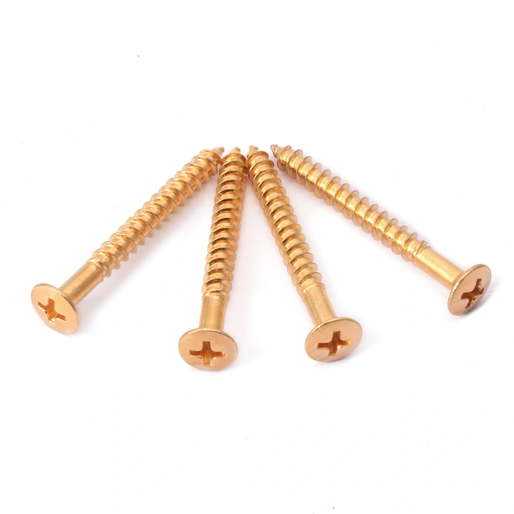 4pcs Guitar Neck Plate Screws For Strat Guitar Neck Plate Mounting Screws (Gold)