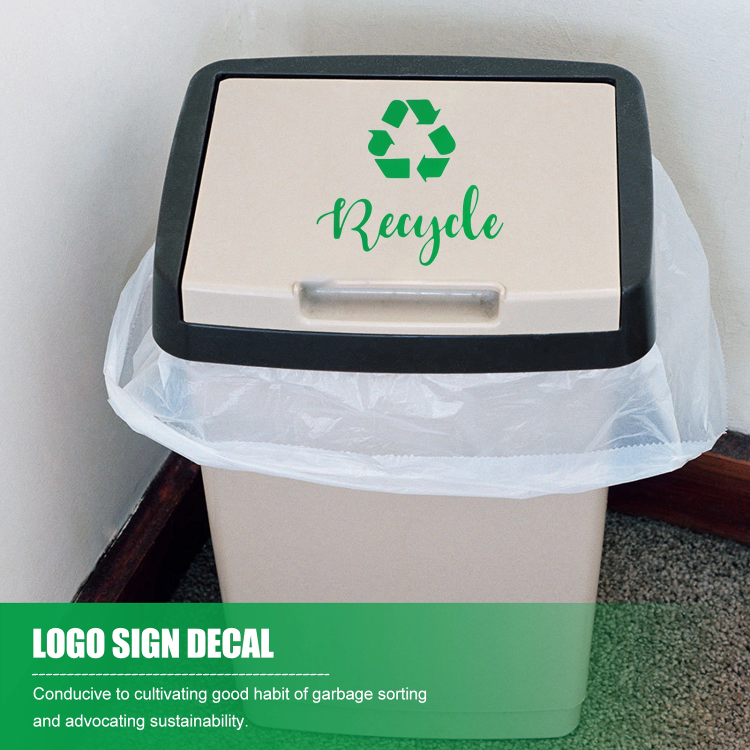 Recycle Trash Bin Sticker Logo Sign Decal Self-Adhesive Waterproof Trash Bin Decal