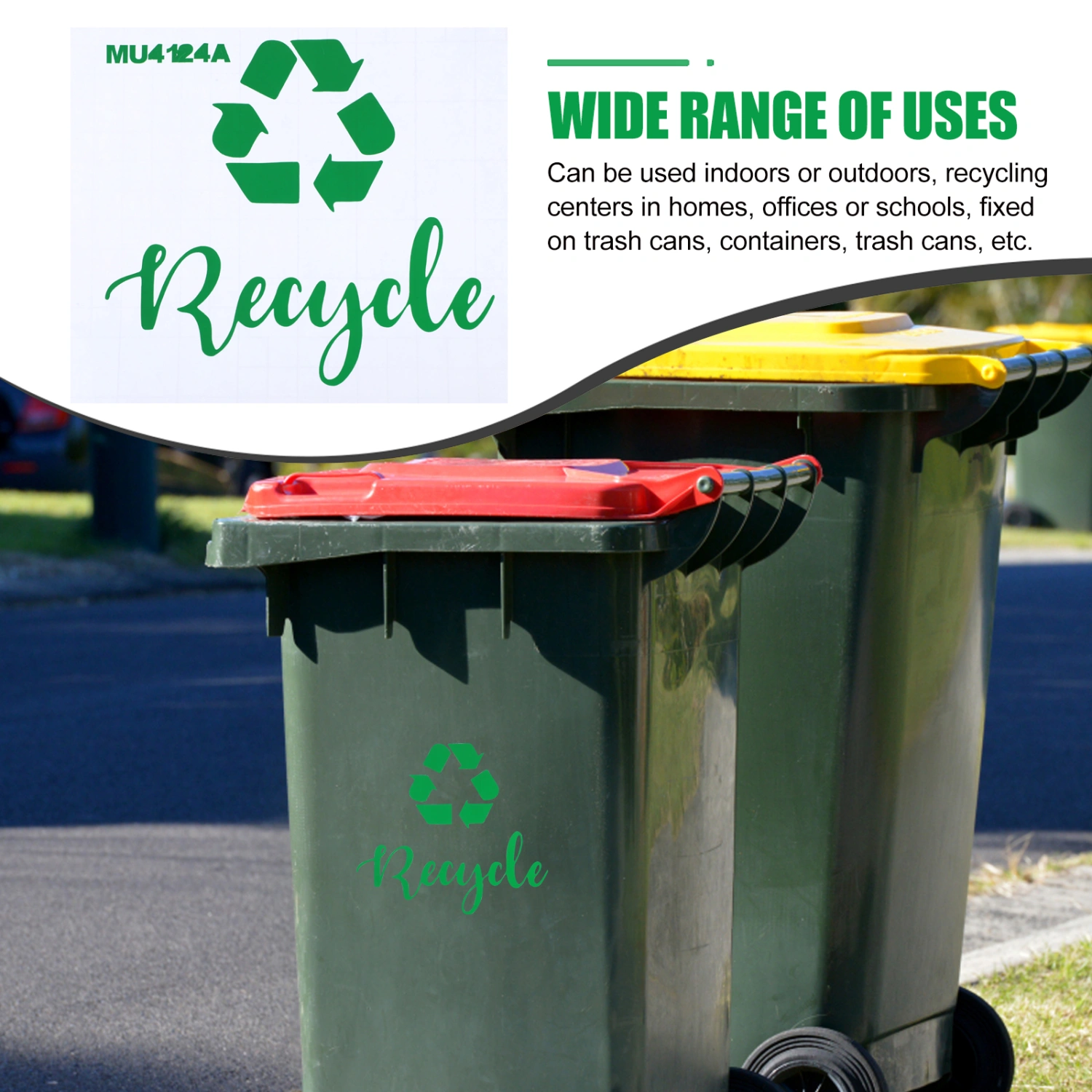 Recycle Trash Bin Sticker Logo Sign Decal Self-Adhesive Waterproof Trash Bin Decal