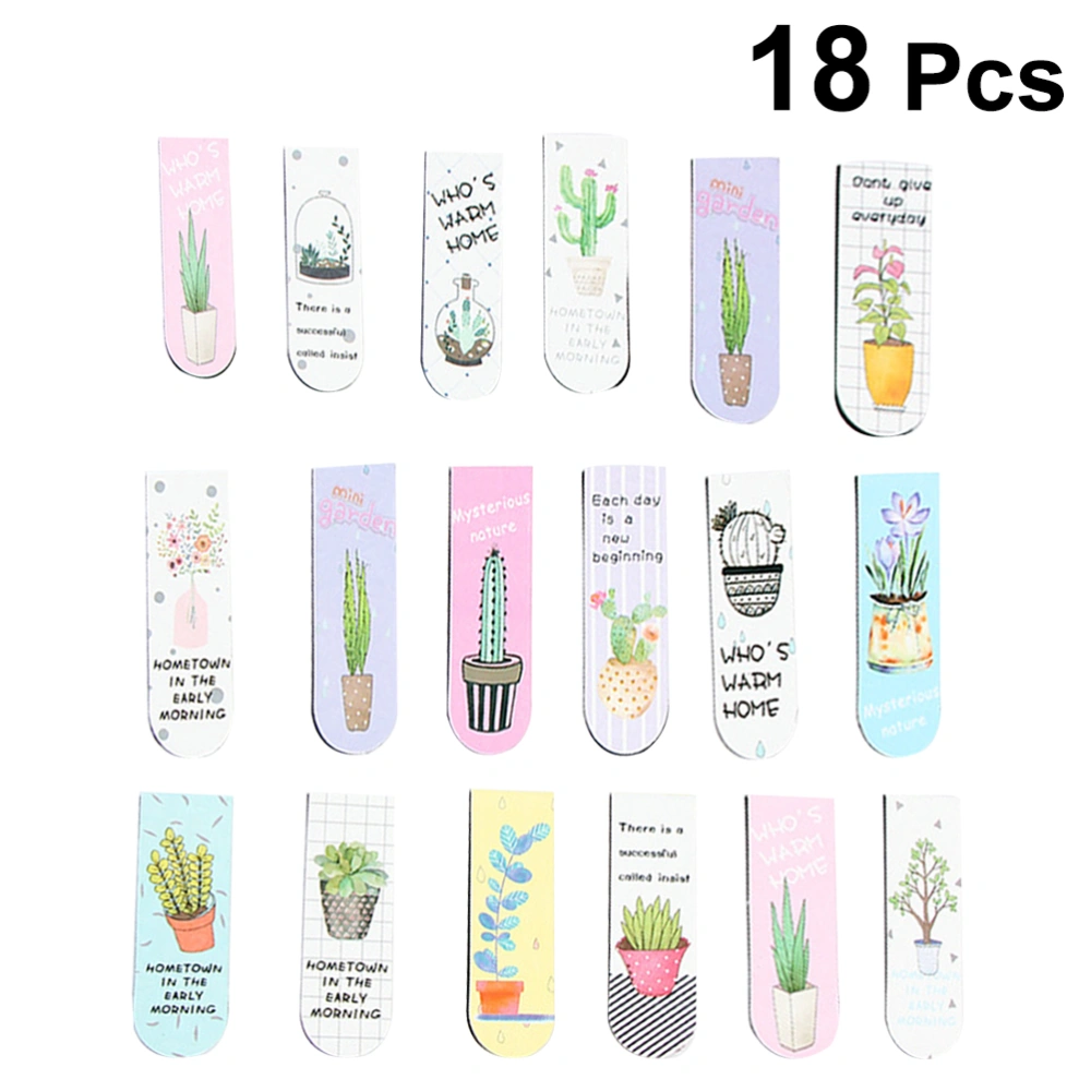 18PCS Creative Cartoon Plant Magnet Bookmark DIY Cartoon Paper Clips School Office Stationery Accessories (Random Pattern)