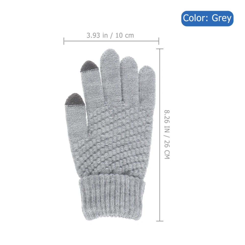 Pair of Wool Knitted Gloves for Touch Screen Cellphone / Tablet / MP5 (Grey)