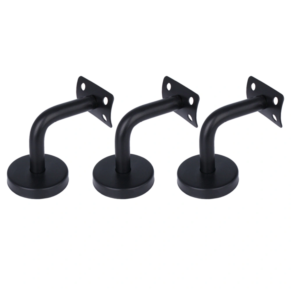 3Pcs Professional Solid Stainless Steel Handrail Wall Mounted Brackets Supports(Black)