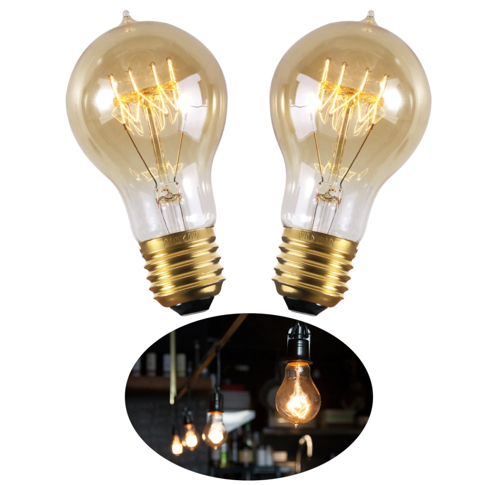 YUNLIGHTS 2pcs Vintage Bulb E27 40W 1200-240V 1401LM 2500-2700K Warm White Light Incandescent Bulbs Amber Glass