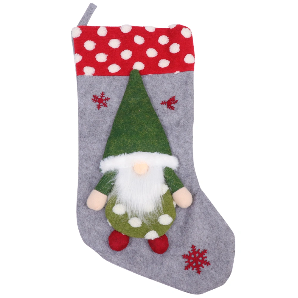 Santa Claus Hanging Drop Stockings Hanging Drop Berber Fleece Christmas Stocking Hanging Drop for Party Home Store (Grey)