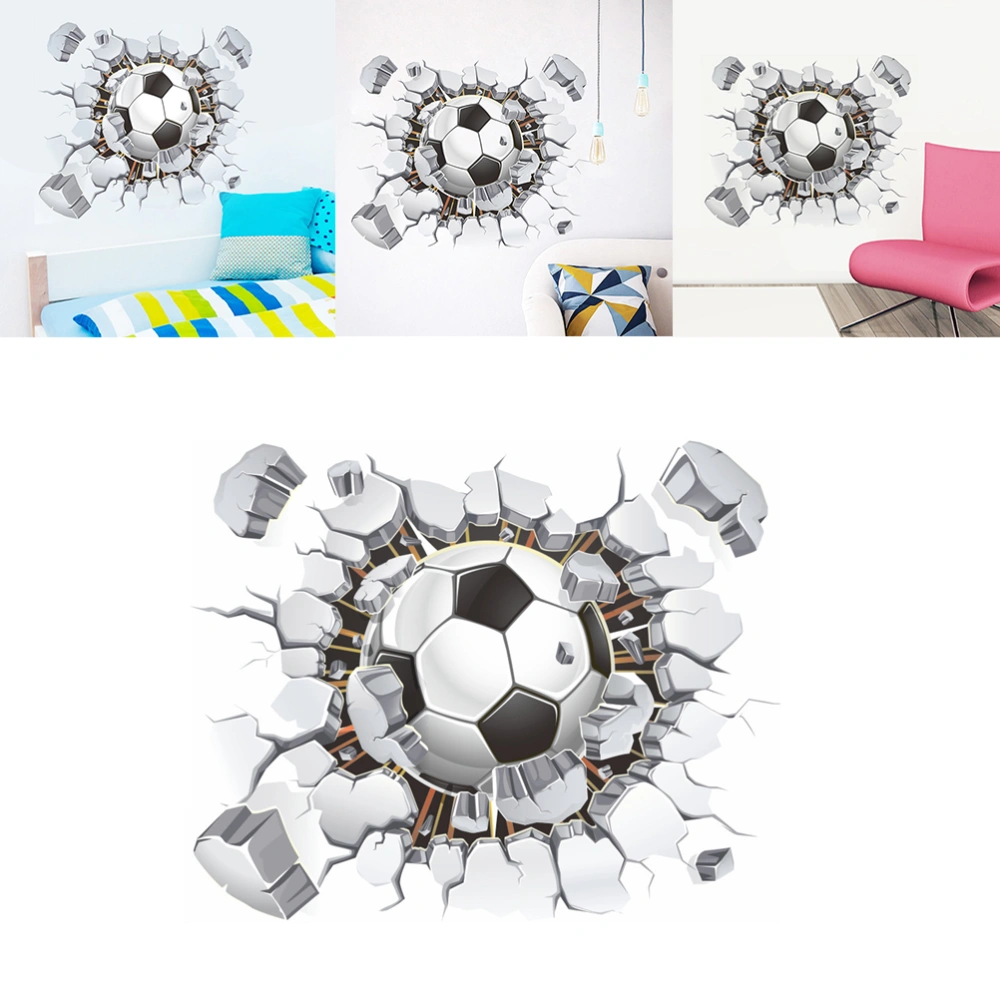 Broken Wall Football 3d Vivid Wall Stickers For Kids Rooms Home Decor Art