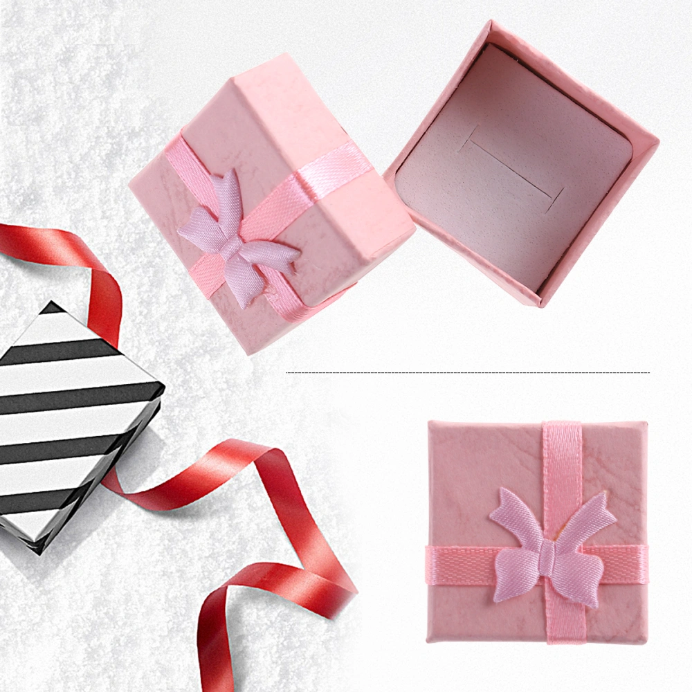 24pcs 4*4*3cm Bowknot Style Earring Bracelet Necklace Jewelery Storage Boxes Gift Boxes Cases Organizers (Pink)