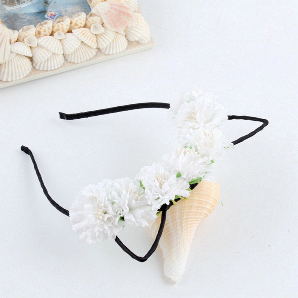 3pcs Cat Ears Headband Flower Hair Hoops Hairband Hair Accessories for Women Girls (White Red Pink)