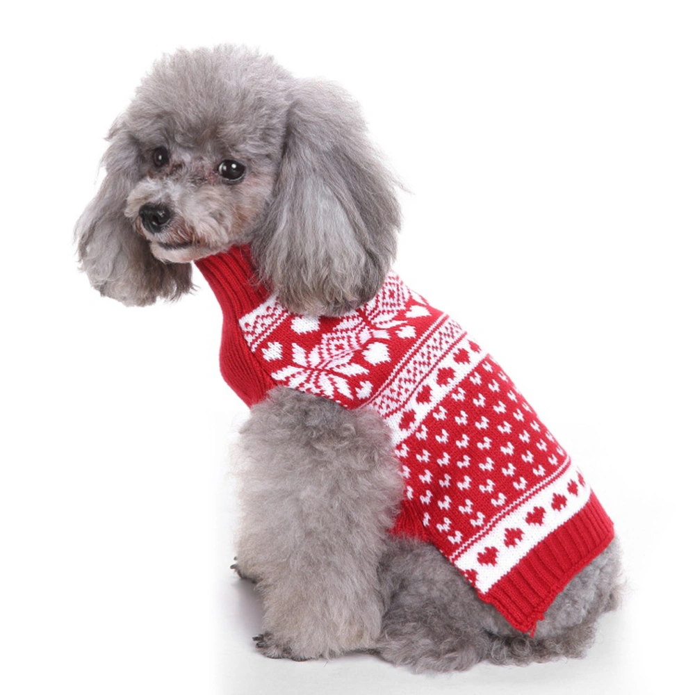 Christmas Knitted Sweater Pet High Collar Clothes Puppy Cloth Winter Pet Costume Dog Clothing Supply (Red, M)