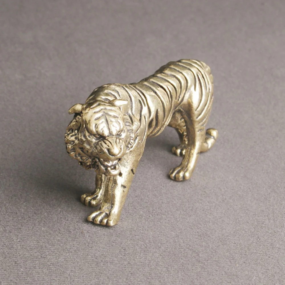 Brass Art Tiger Statue Tiger Shape Adornment Brass Tiger Adornment Home Decor