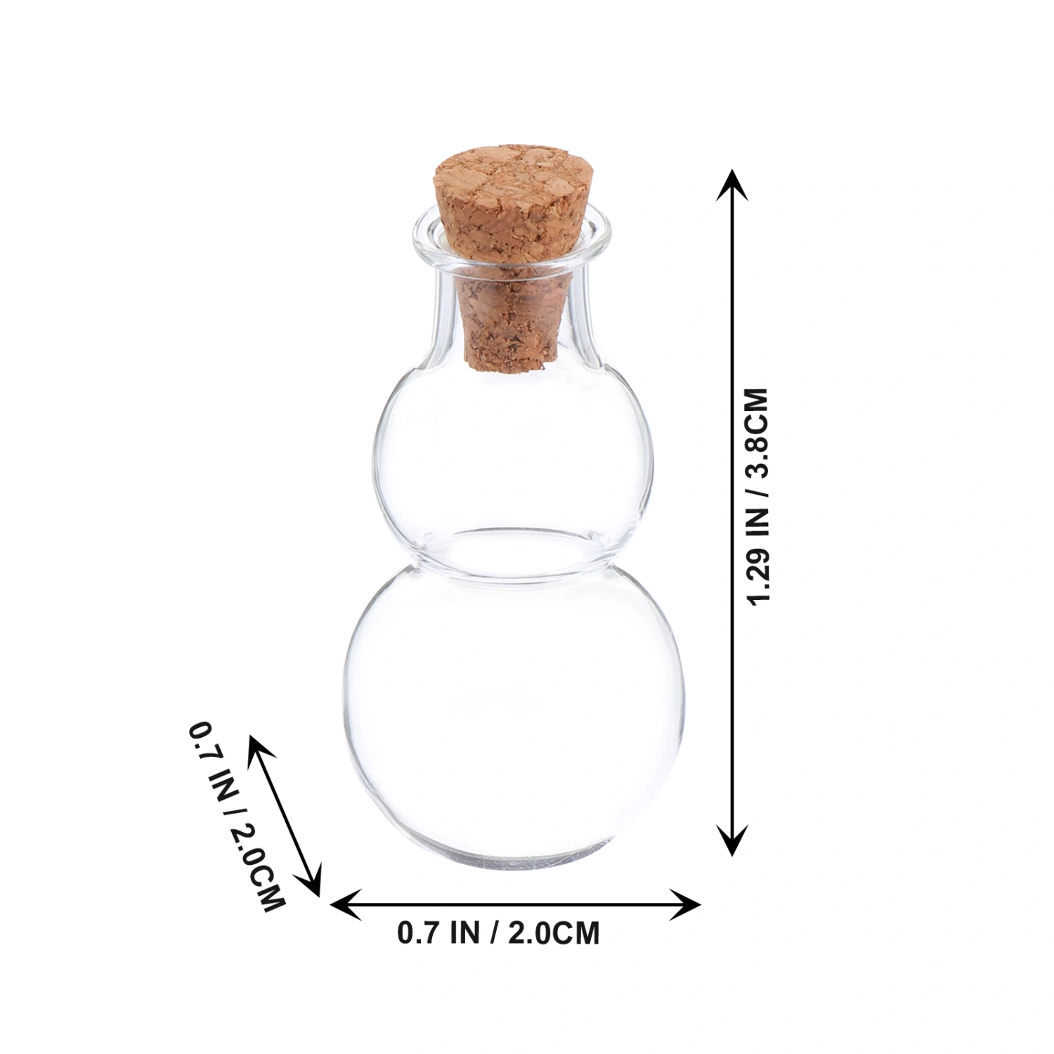 3pcs Gourd Shape Message Jars Corked Glass Wishing Bottles DIY Decoration Bottles