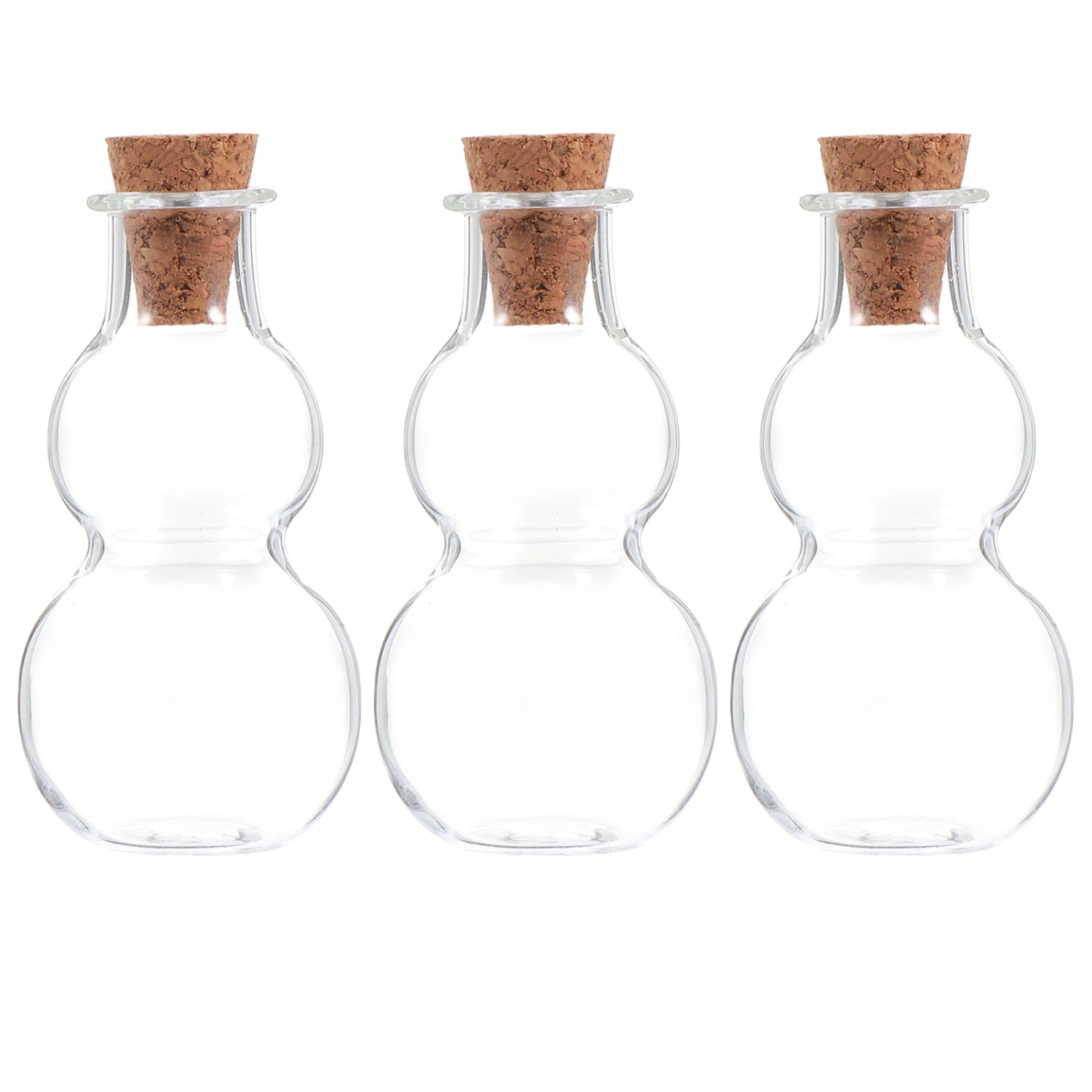 3pcs Gourd Shape Message Jars Corked Glass Wishing Bottles DIY Decoration Bottles