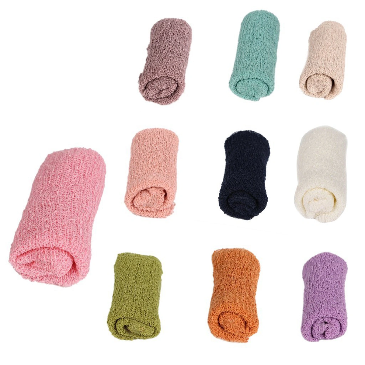 Newborn Baby Photography Photo Prop Stretch Wrap Baby Long Ripple Wrap (Snow tooth-colored)