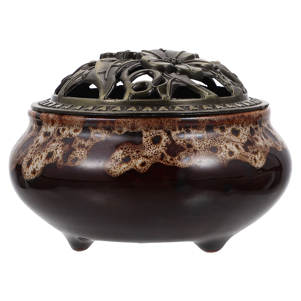 1Pc Ceramic Incense Burner Relief Crafted Censer Holder Desktop Decor for Home