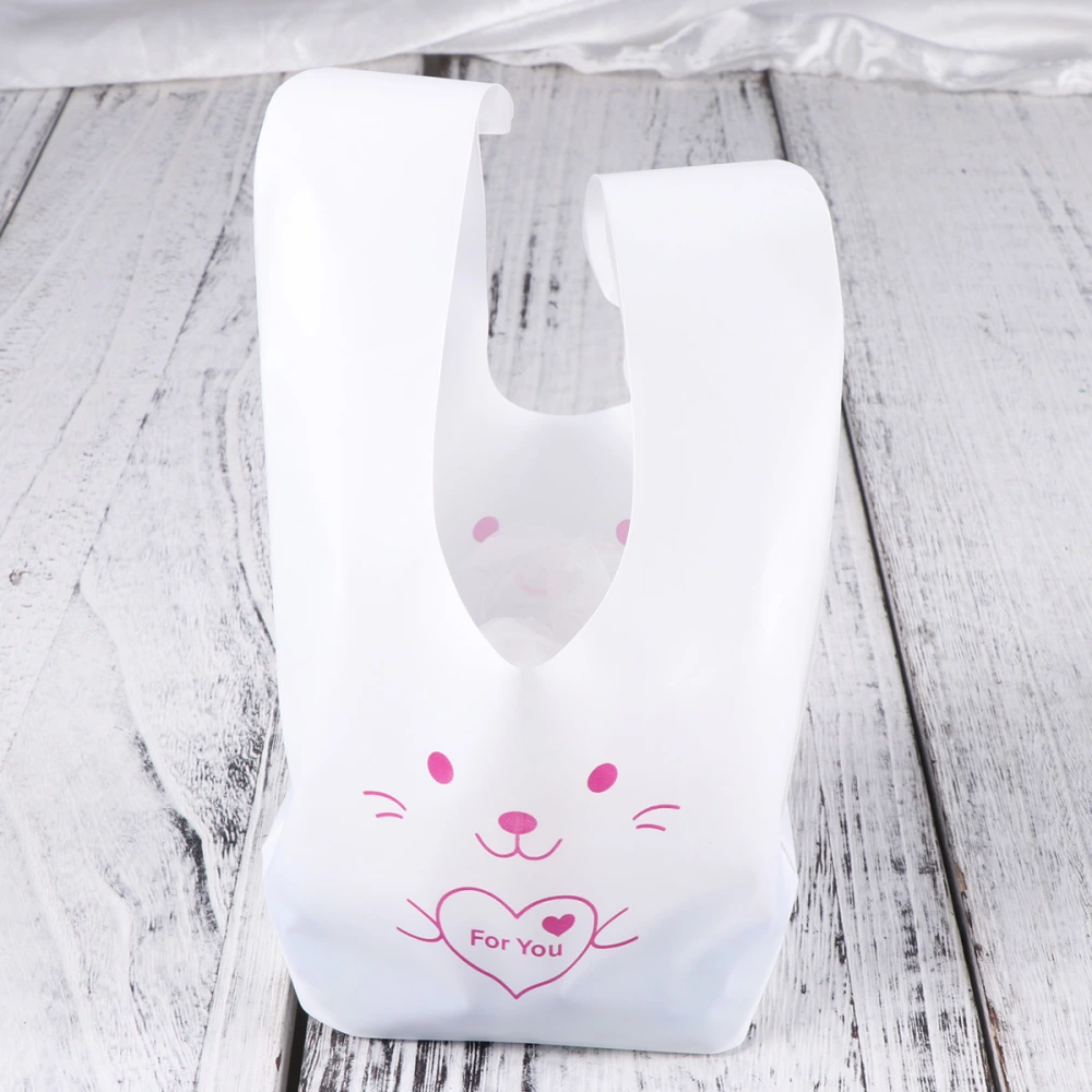 50pcs Lovely Bunny Ears Bags Candy Cookie Bags Plastic Rabbit Bags Gift Wrap Packing for Wedding Birthday Party Supplies (Red Heart Rabbit)