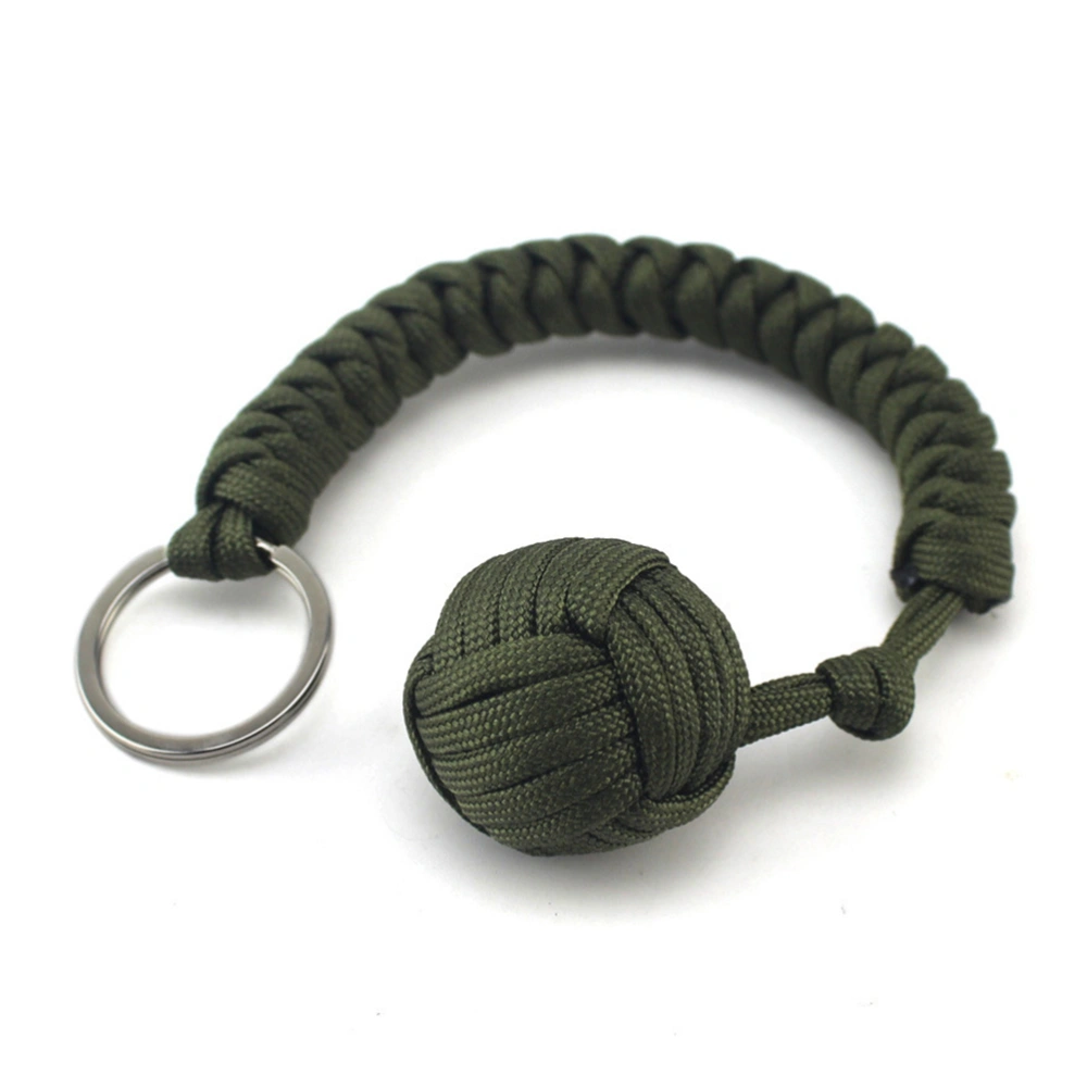 Stainless Steel Ball Pendent Keychain Parachute Cord Key Chain for Outdoor Camping Survival (Green)