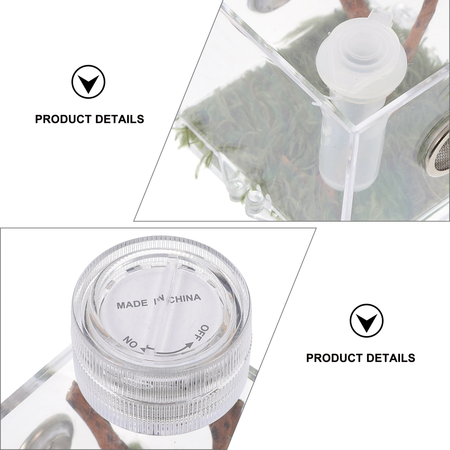 Spider Habitat Box High Transparent Jumping Spider Cage Storage Case with Lamp