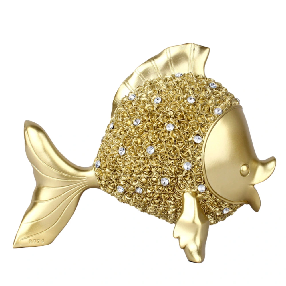 1pc Resin Adornment Diamante Gold Fish Shape Design Resin Crafts Adornment for Friends Family Co-worker (Golden)