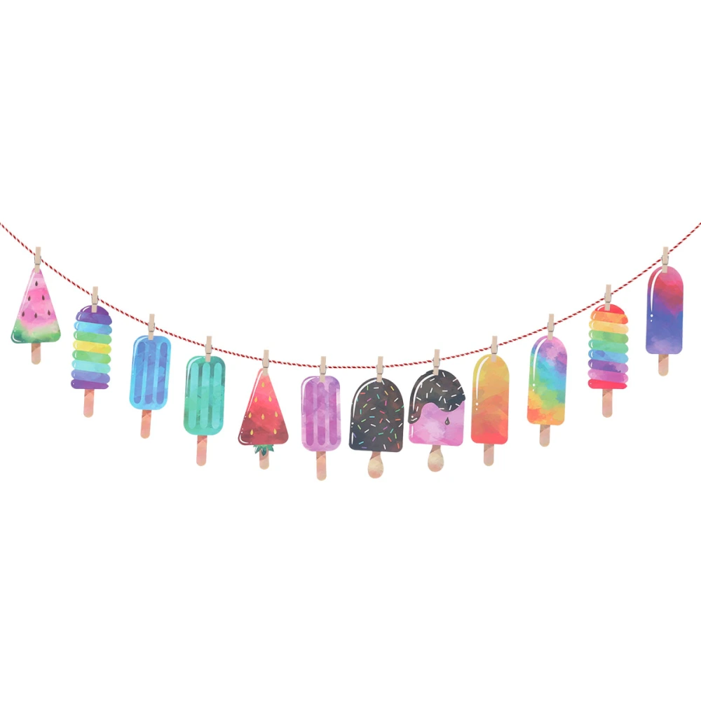 Paper Popsicle Banner Garland for Luau Tiki Party Supplies Summer Party Backdrop Decoration