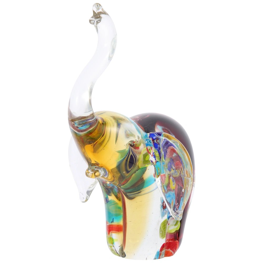 Glass Elephant Figurine Tabletop Elephant Craft Ornament Delicate Animal Statue