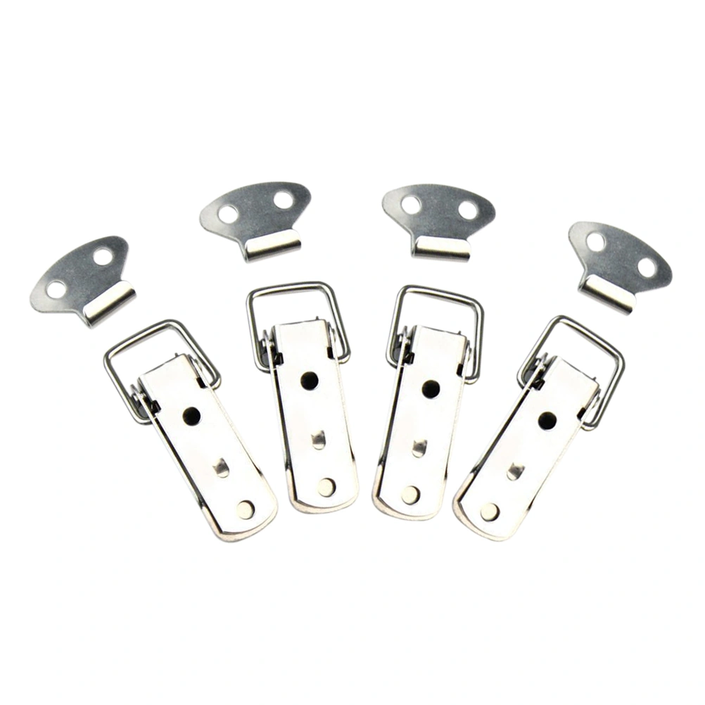 4pcs Stainless Steel Spring Loaded Toggle Case Box Chest Trunk Latch Catches Hasps Clamps (Silver)