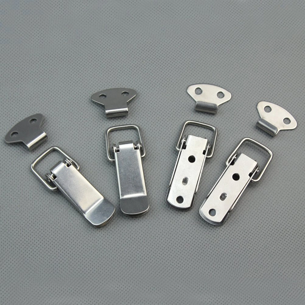 4pcs Stainless Steel Spring Loaded Toggle Case Box Chest Trunk Latch Catches Hasps Clamps (Silver)