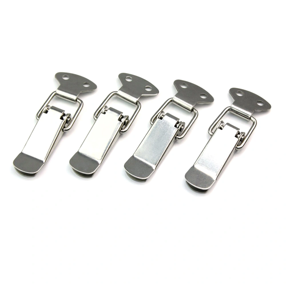 4pcs Stainless Steel Spring Loaded Toggle Case Box Chest Trunk Latch Catches Hasps Clamps (Silver)