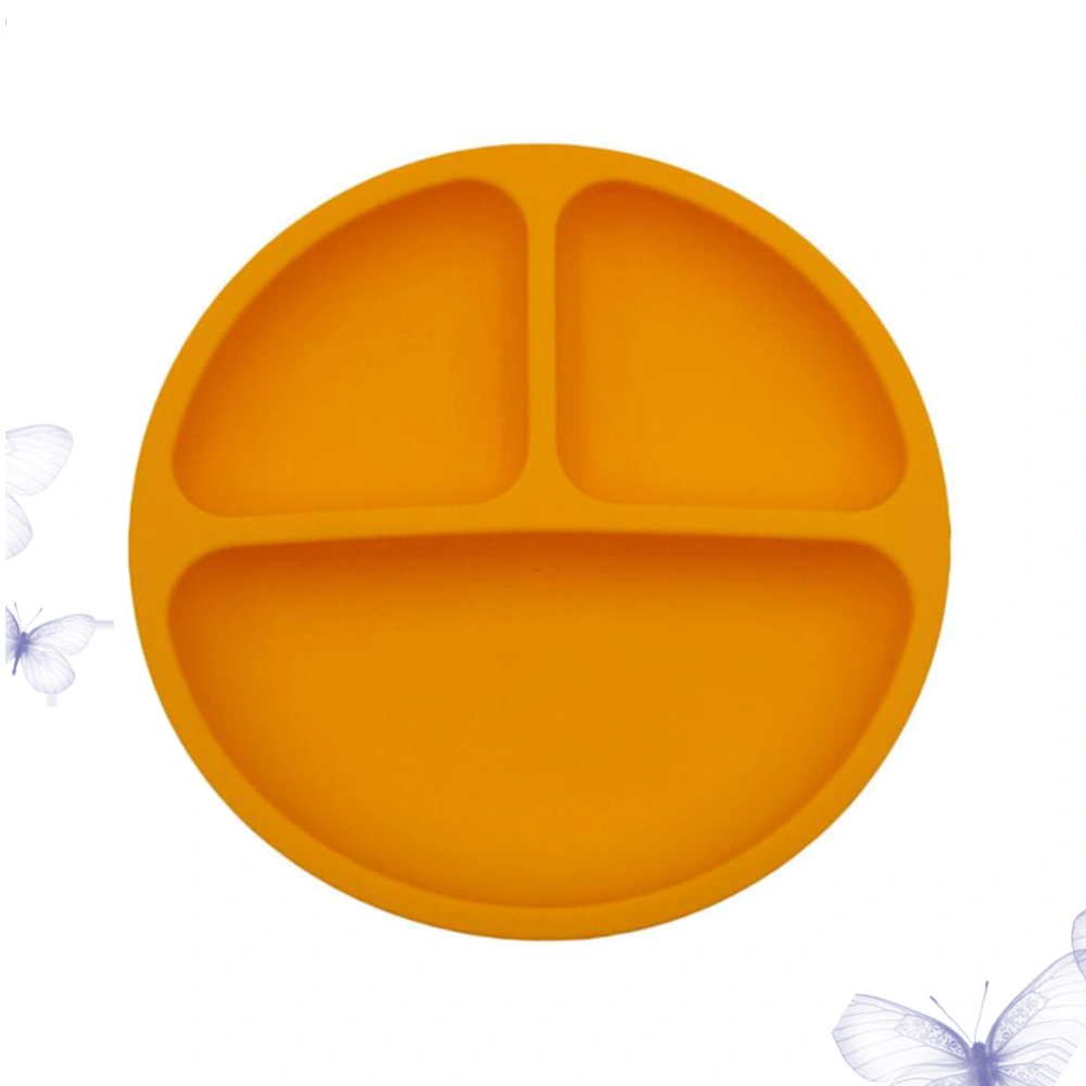 Kids Divided Plates Anti-break Children Dinner Bowl Dishes Baby Feeding Bowl Dining Tray (Orange)