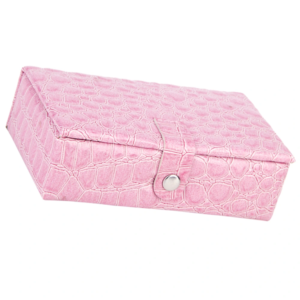 Jewelry Box Organizer Leather Portable Storage Case Holder for Earrings Rings Necklace (Pink)