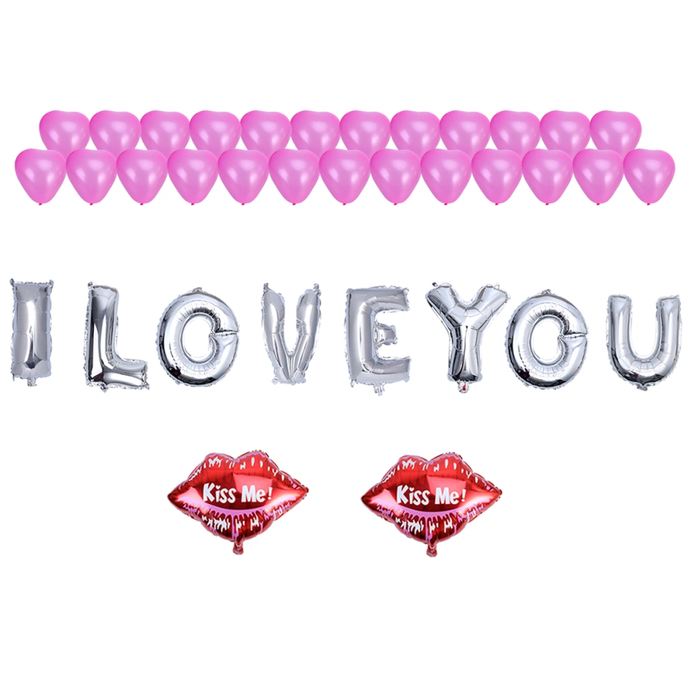 16 Inch Foil Balloon I LOVE YOU KISS ME Mylar Balloons Suit for Valentin's Day Engagement Wedding Party Decoration