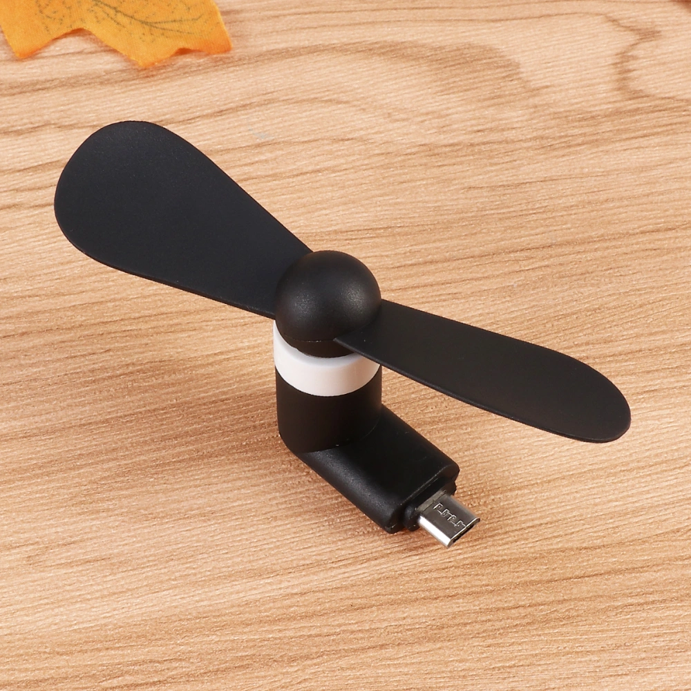 Mini USB Fan Portable Flexible Small Fan Power Bank Notebook Mobile Phone Adapter for Android Micro Interface (Black)