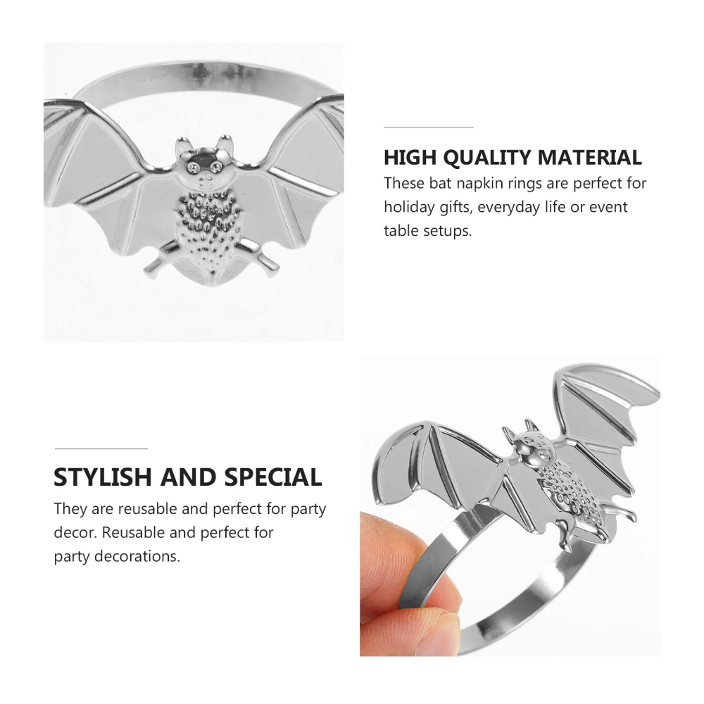 6Pcs Portable Party Napkin Rings for Novel Halloween Bat Napkin Buckles