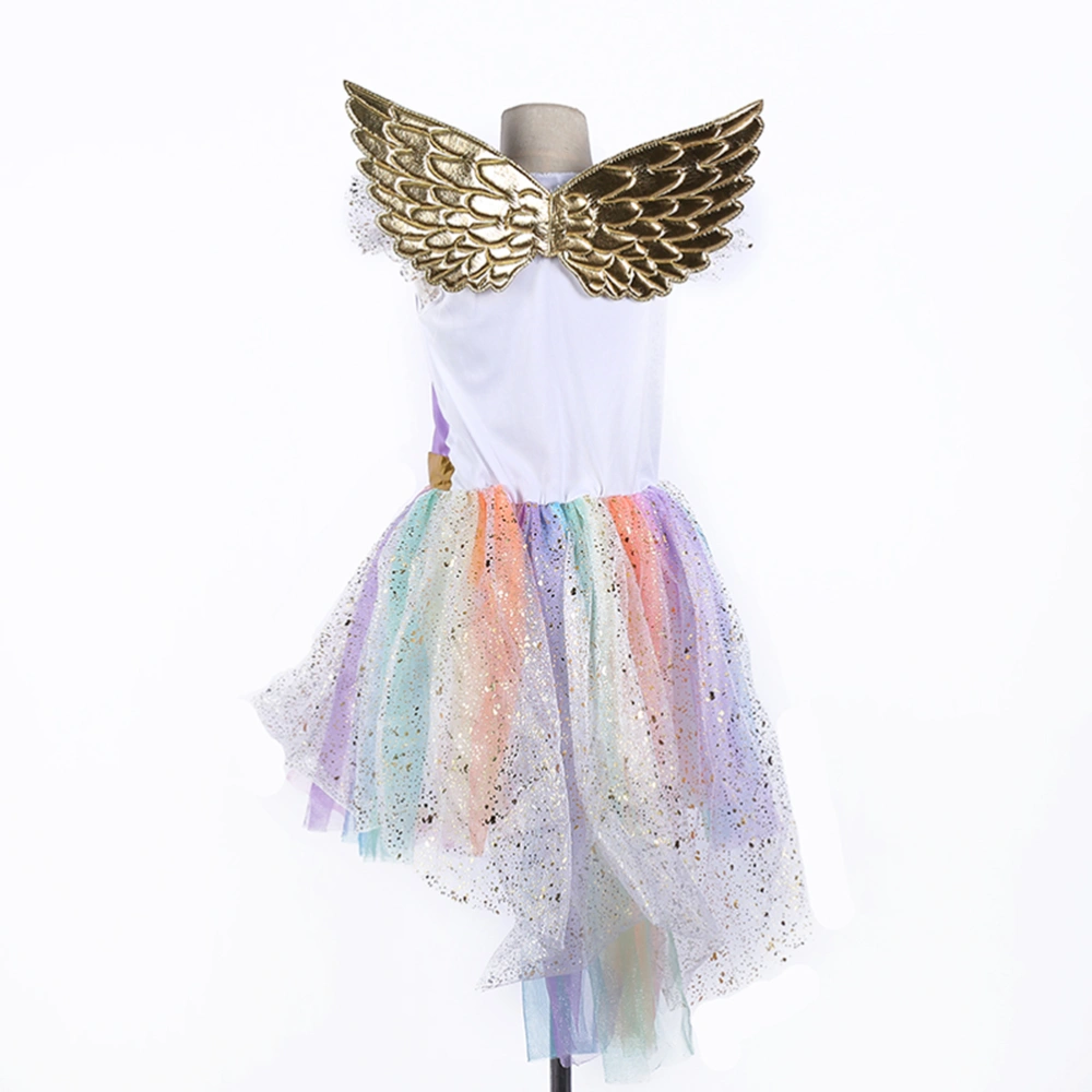 Girls Christmas Dress Colorful Unicorn Baby Halloween Costumes Kids Party Carnival Fancy Dresses Children Clothing(Unicorn Dresses,L(120-130cm)Dress,Headgear, Wings)