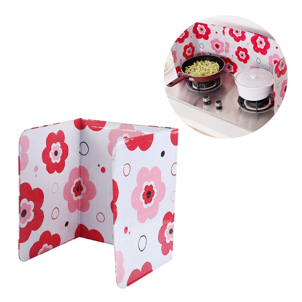 2PCs Kitchen Oil Plate Dampers Aluminum Foil Oil Heat-insulation Board Anti-splash Oil Baffle Red Flower