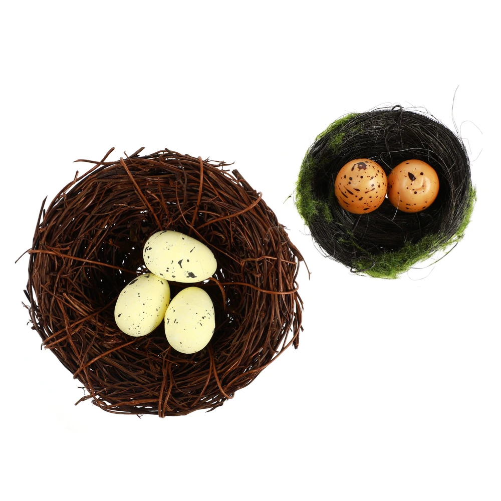 2pcs Artificial Birds Nest Simulation Eggs Model Mini Shed Garden Decoration