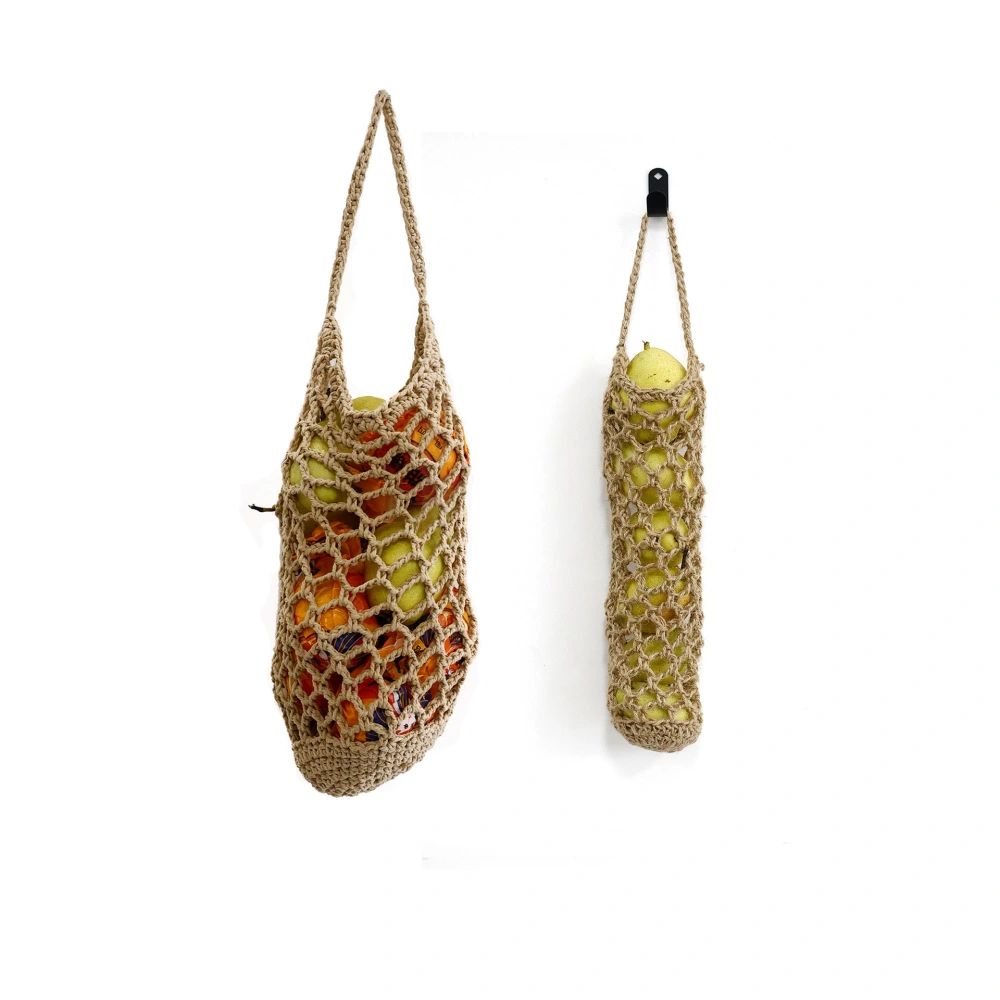 2pcs Hanging Fruit Basket Multi-function Vegetable Basket Handwoven Hanging Storage Basket