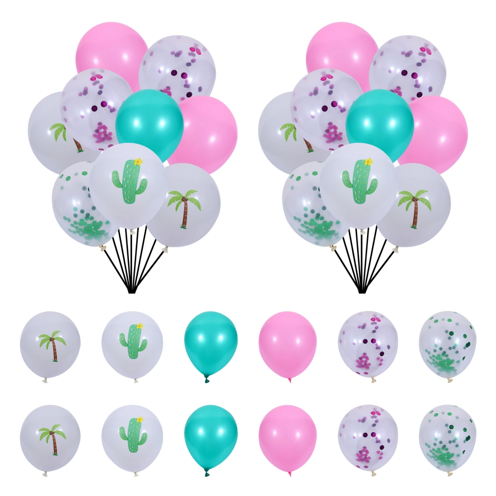 1 Set 60 Pcs Hawaiian Party Decors Latex Sequin Balloons Kit (Assorted Color)