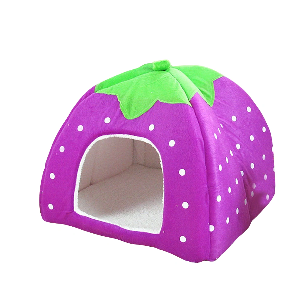Cotton Sponge Puppy Cat Dog House Dome Tent Classic Cloth-Wrapper Shape Tent (Purple)