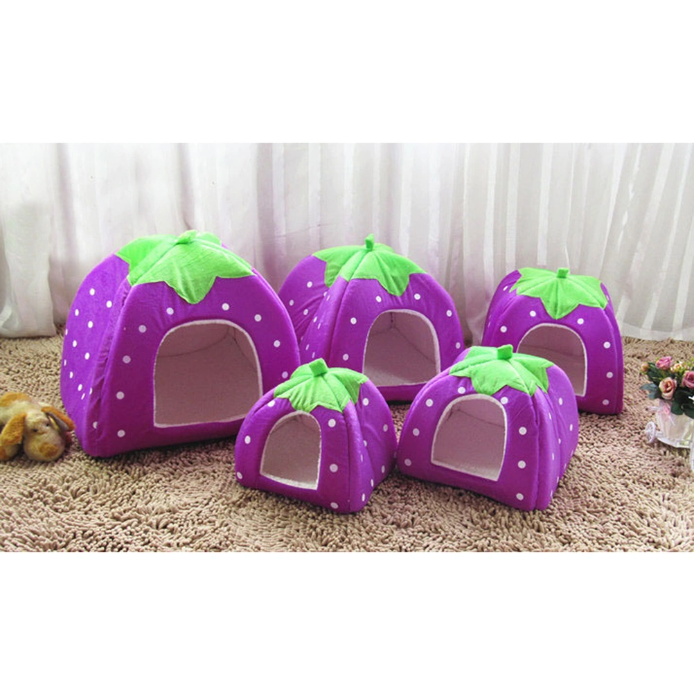 Cotton Sponge Puppy Cat Dog House Dome Tent Classic Cloth-Wrapper Shape Tent (Purple)