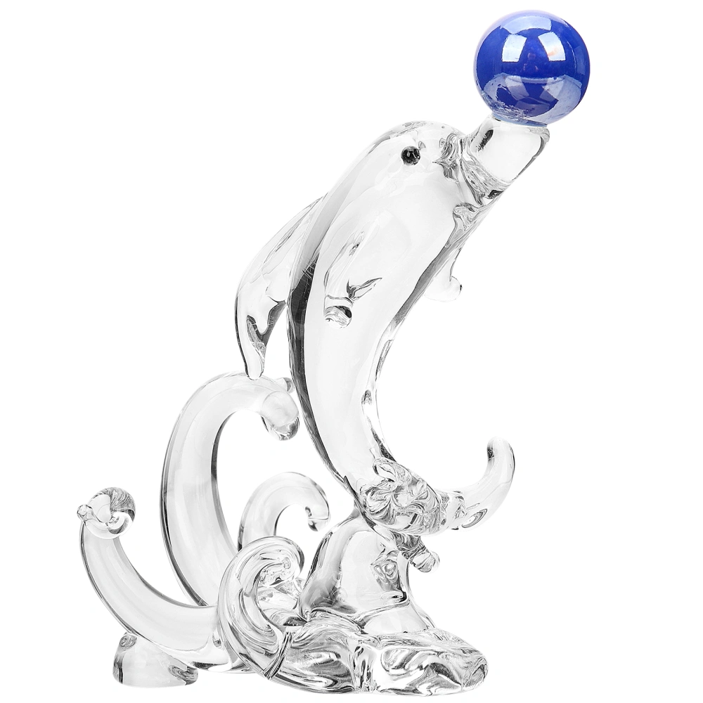 Exquisite Crystal Dolphin Statue Living Room Desktop Collectible Ornament