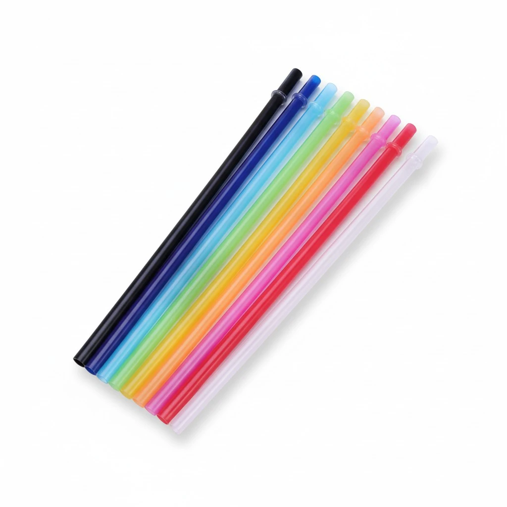 25 Brushes with Rings Solid Color Straw Reusable Plastic Thick Drinking Straws Mason Jar Straws for Party or Home Use - Size 23CM (Mixed Color)