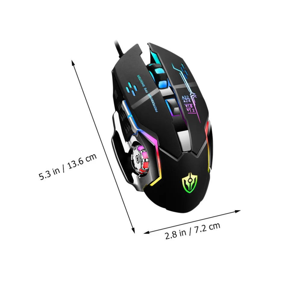 1Pc Metal Luminous Mouse Office Game Mouse Upgraded Gaming Mouse Black