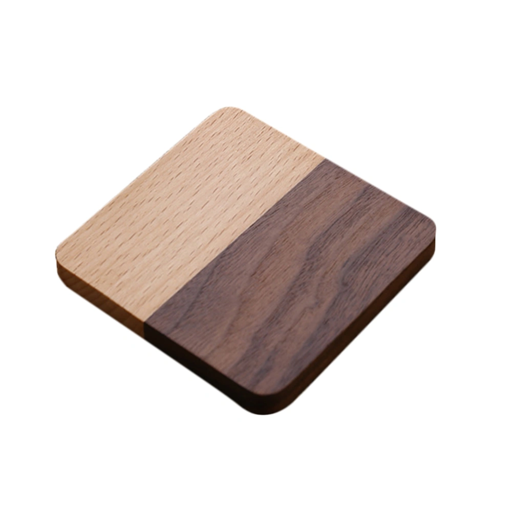 1pc Wooden Cup Coaster Cup Holder Placemat Cup Stand Heat Insulation for Home (Square Coffee + Khaki)